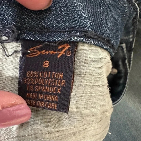 Seven7 Women's Dark Wash Mid-Rise Distressed Denim Jeans Size 8 GUC - Picture 7 of 12